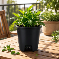 Fabriqué en Chine, petits pots de fleurs noirs mignons et luxueux, décoratifs, pour la nurserie, en plastique PP avec trous de drainage, pour l'extérieur