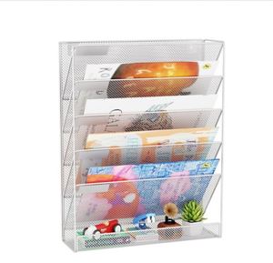 <b>Wall</b> Mounted Black 6 Compartments Hanging Metal Magazine Document Holder File Organizer - Product Image 4