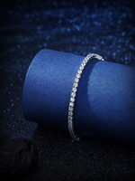 Pulsera de Tenis de Moissanita de 3mm D Color VVS de Plata Esterlina 925 con Cadena de Joyería Fina para Mujeres y Hombres