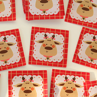 Étiquette tissée personnalisée de renne de Noël, patch de renne festif pour col de vêtement, idéale pour les pulls
