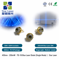 Diode laser bleue monomode LXU450250G 450nm 250mW TO18 5.6mm, module LD pour télémètre médical et éclairage de scène