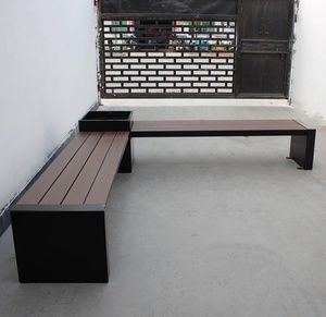 Bancs sans dossier en bois composite et acier 2026 NOUVEAU avec jardinière intégrée, design personnalisé en forme de U et en forme de <span class=keywords><strong>L</strong></span>, banc de jardin avec jardinière - Product Image 2