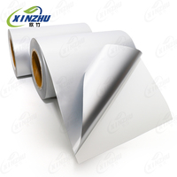 Rouleau Jumbo 50 microns Film PET Adhésif Thermofusible Simple Face Argent Mat Acrylique Amovible Imperméable pour Étiquettes