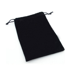 Black Velvet <b>Drawstring</b> <b>Pouch</b> Jewelry Packaging Bag Rectangle Shape KC1001 - Product Image 2
