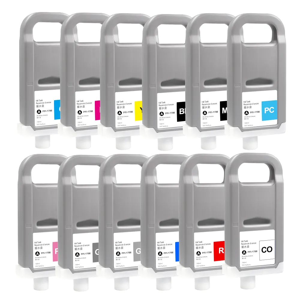 Supercolor 12 warna PFI-1700 tinta kompatibel Cartridge tinta isi ulang dengan Chip baru untuk Canon Pro 2000 4000 Printer