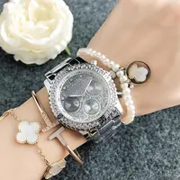 3 Wijzerplaat Vrouwen Horloge Reloj Analoge Horloge Luxe Merk Genaamd Tijd Tonen Functie Gradiënt Kleur Starry Moissanite Diamond Horloge