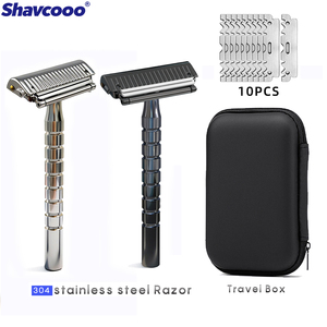 Afeitadora GP301 Glide Pro de Acero Inoxidable con Doble Cuchilla para Hombres, con Estuche de Viaje, Maquinilla de Afeitar de Seguridad, Fabricante OEM LOGO - Product Image 1