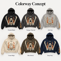 Hoodie court personnalisé délavé à l'acide avec motif crâne et flamme en strass, coupe oversize pour les marques de streetwear
