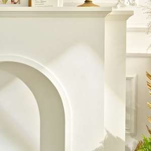 INNOVA Home Living Room Accent White <b>Wooden</b> Fireplace Cabinet with Storage for Farmhouse Entry & Apartment Use Easy Assembly - Product Image 5