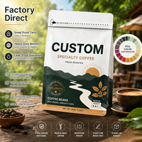 Sachet de café de qualité supérieure 250g 8oz à fond plat avec soufflet latéral, thermoscellable, avec valve, pochette refermable anti-humidité à 8 côtés, vente en gros
