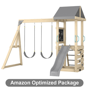 Équipement de jeu sécuritaire, structure d'escalade durable, aire de jeux pour enfants, balançoires, <span class=keywords><strong>toboggan</strong></span> en <span class=keywords><strong>bois</strong></span> pour la cour, ensemble de balançoires en <span class=keywords><strong>bois</strong></span> - Product Image 1