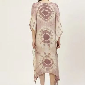 Robe Kaftan Longue Élégante Tie-Dye 100% Coton Respirant Quotidienne Coupe Évasée Style Western Grande Taille Tenue de Plage Prix de Gros - Product Image 1