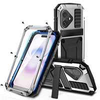 Étui de protection intégral en métal robuste pour 17/16/15/14/13/12/11 Pro Max/17e/16e, en aluminium, antichoc, étanche, avec protection en verre