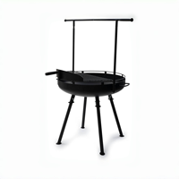 Barbecue au charbon de bois pliable de style américain avec chariot, hauteur réglable, dispositif de sécurité anti-flamme, en acier laminé à froid, avec foyer fumoir
