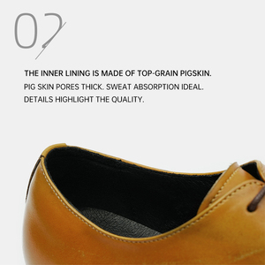 OEM Custom Perforated Genuine Leather Oxfords Men's <b>Dress</b> Shoes Pointed Toe Lace-up Breathable Office Formal Shoes - Product Image 3