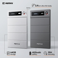 REMAX Enregistreur vocal intelligent IA 64 Go Transcription en temps réel 118 langues Double micro Magnétique Ultra-mince Enregistrement 32H