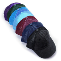 Venta al por mayor Vintage 6-Panel Dad Hat Desgastado Sombrero de camionero de algodón desteñido con ala curva Gorra deportiva de malla lavada
