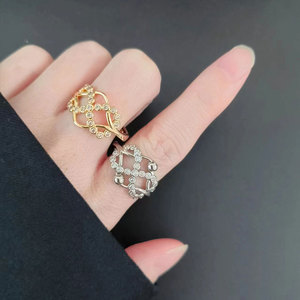 Bague à perles rotatives sertie de zircons, en cuivre plaqué or, motifs croix infinie, bijoux anti-anxiété pour femmes - Product Image 2