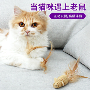 Kara Pet Cat <b>Toy</b> <b>Mouse</b> Feather Sound Making Indoor Durable Three <b>Mice</b> - Product Image 3