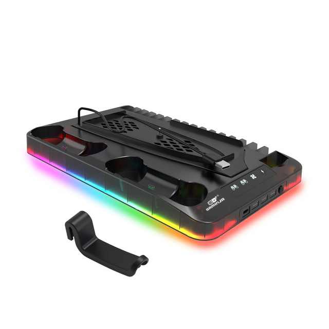 Double Controller Charging Station for PS5 for PS5 Slim RGB LED Stand Cooling Station High Visibility for PS5 Game Accessories