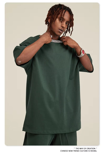T-shirt vierge 100 % coton épais pour la vente en gros, T-shirts personnalisés pour hommes, T-shirt oversize à col montant - Product Image 4