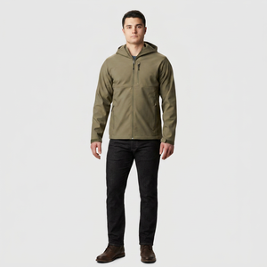 Veste softshell pour homme en polyester, col montant, logo personnalisé sur le devant, OEM, légère, décontractée, design uni - Product Image 1
