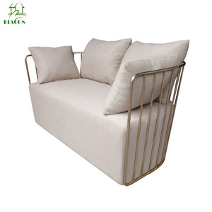 Diseño moderno color <span class=keywords><strong>beige</strong></span> <span class=keywords><strong>tela</strong></span> de lana de acero inoxidable sofá - Product Image 1