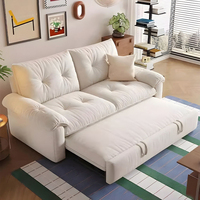Sofá Cama 3 en 1 Color Blanco Crema, Sofá Cama Extraíble de Tela Lavable Moderna, Sofá Cama para Sala de Estar con Funda Extraíble