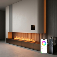Cheminée électrique 3D intégrée avec contrôle par application Tuya WIFI, flamme simulée réglable, humidificateur intelligent avec ajout d'eau