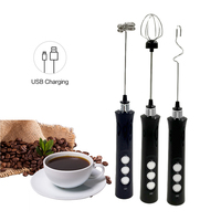 Mousseur à lait numérique à 3 vitesses réglable avec cuillères, en acier inoxydable et plastique, rechargeable par USB