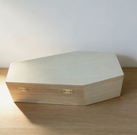 Ataúd Grande de Madera Natural de Pino sin Acabado para Mascotas, Caja de Almacenamiento DIY para Gatos y Perros