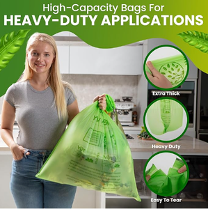 ถุงขยะครัวย่อยสลายได้ 100% ผลิตจากวัสดุ PLA พร้อมหูหิ้วและเชือกรูด  รับทำโลโก้ตามสั่ง XC-BIO - Product Image 3