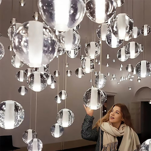 Pendentif boule de verre cristal LED Meteor Rain <span class=keywords><strong>Plafonnier</strong></span> Meteoric Shower Stair Bar Droplight Chandelier pour l'éclairage de la maison et du bureau - Product Image 2