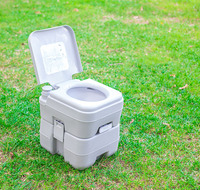 Toilettes portables blanches MTP-12, toilettes mobiles en plastique à deux pièces, double chasse, carrées, 10L, chasse par gravité, garantie 5 ans, pour extérieur