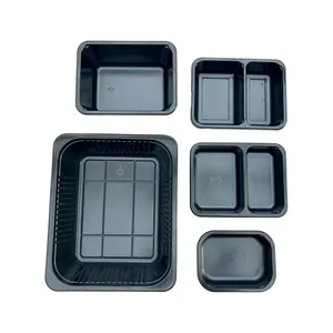 Trung Quốc cpet khay Nhà cung cấp tùy chỉnh nhựa cpet khay thức ăn Đen microwavable cpet container thực phẩm