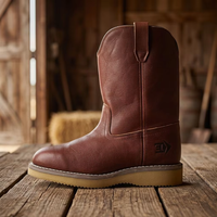 Bottes de travail en cuir marron pour hommes, embout en acier, semelle extérieure en caoutchouc antidérapante, semelle intermédiaire en EVA, chaussures de sécurité