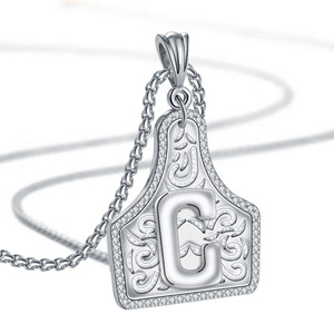 Collier en acier inoxydable 316L style cowboy avec lettres de A à Z, collier initial en acier inoxydable argenté pour femme, tendance - Product Image 6