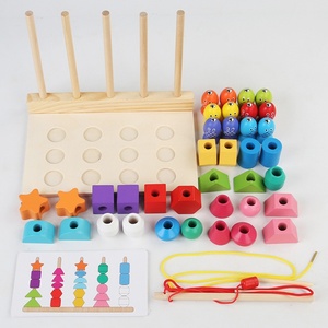 Montessori Wooden Juguetes Set Stacking Blocks Lacing Beads Fishing Toys Educational Toys Gift for Toddlers Boys Girls - Product Image 2