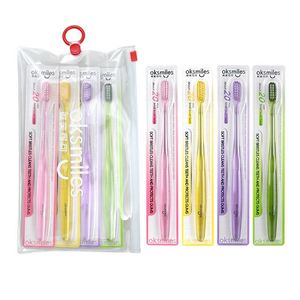 Lot de 4 brosses à dents manuelles Ok Smiles à poils souples pour adultes, usage domestique et en voyage - Product Image 4