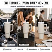 Vaso Térmico Reutilizable de Acero Inoxidable de 40 oz con Asa, Doble Pared, para Viajes, Coche, Camping, Aislamiento al Vacío