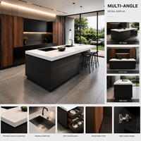 Meubles de cuisine modulaires, îlot de cuisine en pierre frittée, design intégré en marbre, meubles de cuisine directement du fabricant