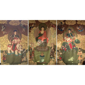 Peintures d'images bouddhistes du Bouddha du Temple de Huayan, des Trois Saints de la Dynastie <span class=keywords><strong>Yuan</strong></span>, dessinées à la main et exclusivement de la dynastie <span class=keywords><strong>Yuan</strong></span> - Product Image 6