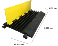 Protection de câbles de sol en caoutchouc pour voies de circulation, robuste, 900*500*50mm, 5 canaux, avec couvercle jaune en PVC, facile à installer et à retirer