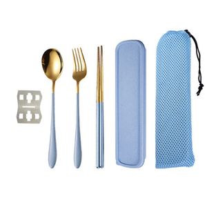 Nuevo Juego de Cubiertos Portátil Ecológico de Acero Inoxidable 304 para Camping, Fiestas y Estudiantes, con Cuchara, Tenedor y Palillos en Caja - Product Image 5