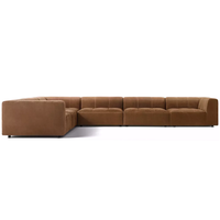 Canapé d'angle en cuir de luxe, design modulaire, ensemble de meubles d'intérieur personnalisable avec structure en bois pour villa et appartement