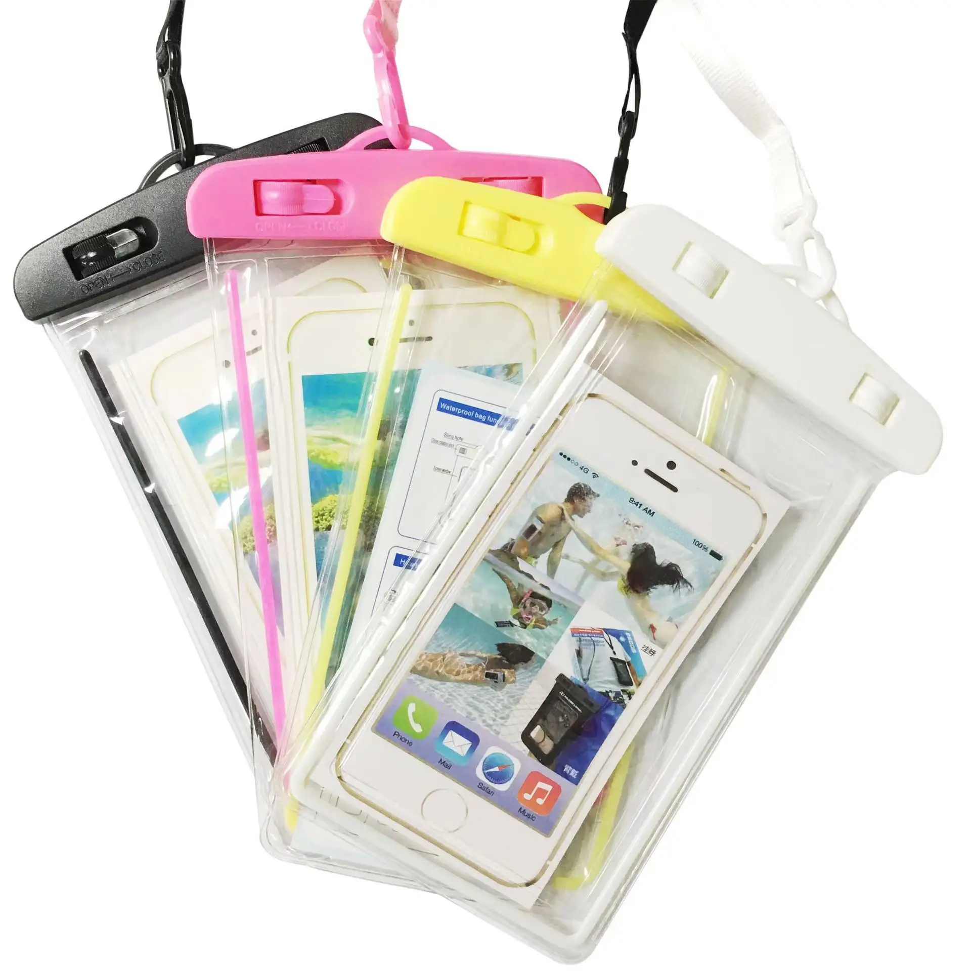Universal Waterproof PVC Mobile Phone Cases Clear Pouch Waterproof Bag Water Proof Cell Phone Bag with Lanyard Sports for Iphone