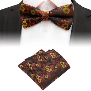Conjunto de gravata borboleta masculina, gravatas personalizadas e laço floral masculino, conjunto de lenço, praças de bolso para homens
