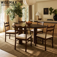 WISEMAX FURNITURE Chaise de cuisine et de restaurant en bois de frêne couleur noyer rétro américain avec dossier en lin blanc crème pour villa et hôtel