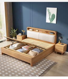 Appartement d'hôtel personnalisé meubles nordiques lit en bois massif lit king meubles de chambre à coucher de la reine. - Product Image 6