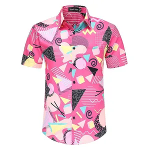 Пользовательские Ретро повседневные футболки на пуговицах Гавайские розовые пляжные рубашки Барби Бойфренд Кен Футболка
